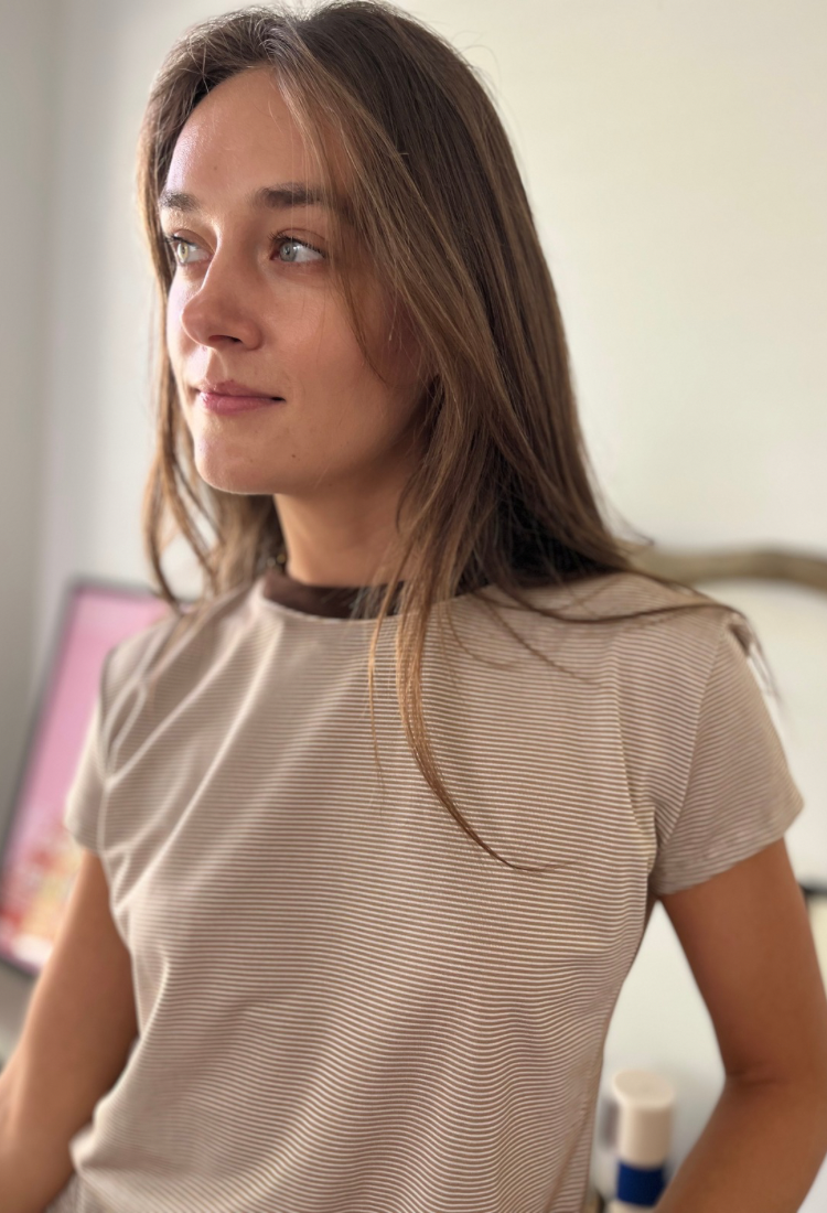 Cream and brown stripes cotton lou shirt