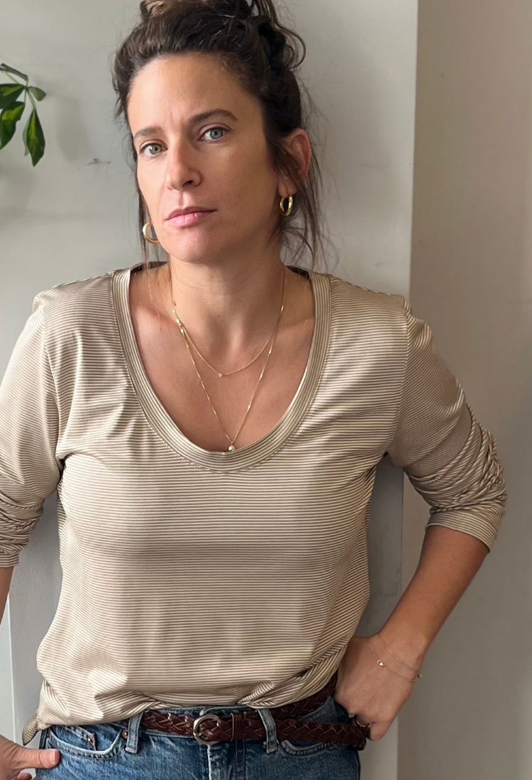 Ayelet beige and light brown long sleeves shirt