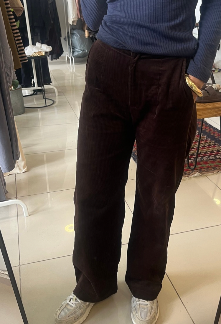 Dark chocolate Yuzi light corduroy pants