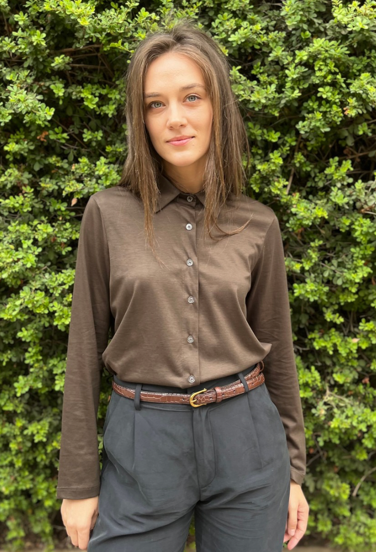 Adi brown chocolate button down shirt