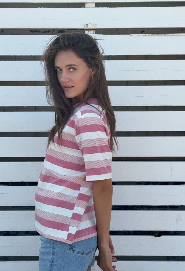 חולצת בילי פסים אבן וורוד