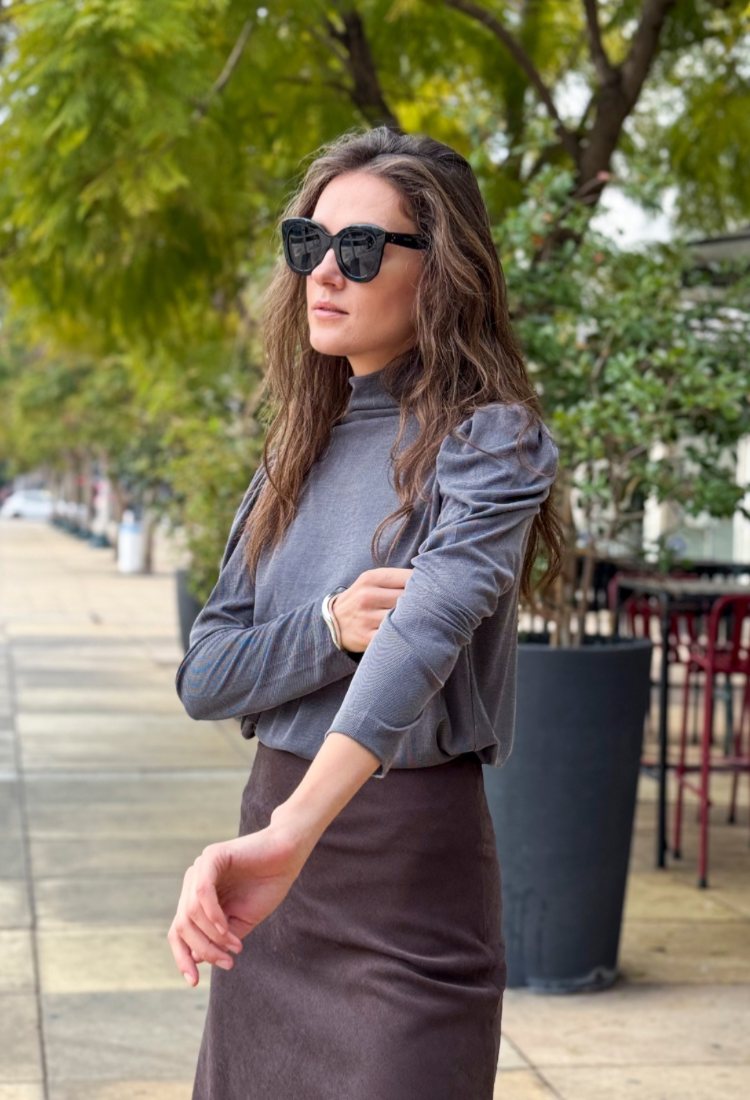 Paris dark gray rib Turtleneck Shirt