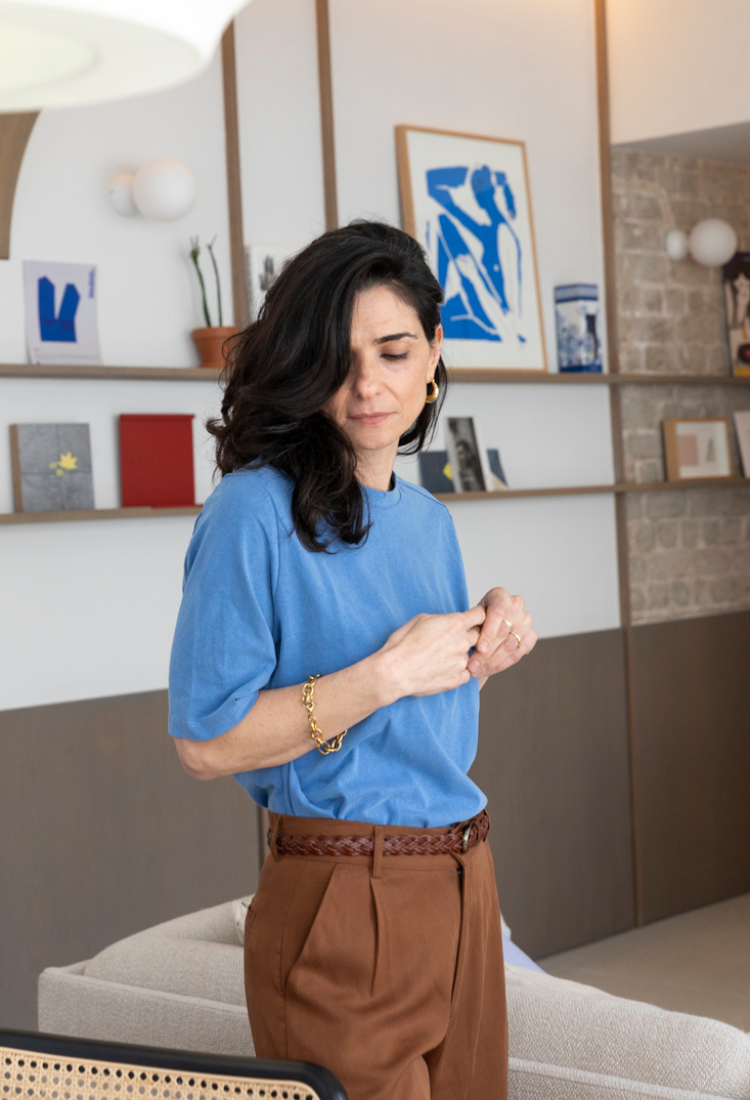 חולצת בילי שרוול קצר כחול ווש