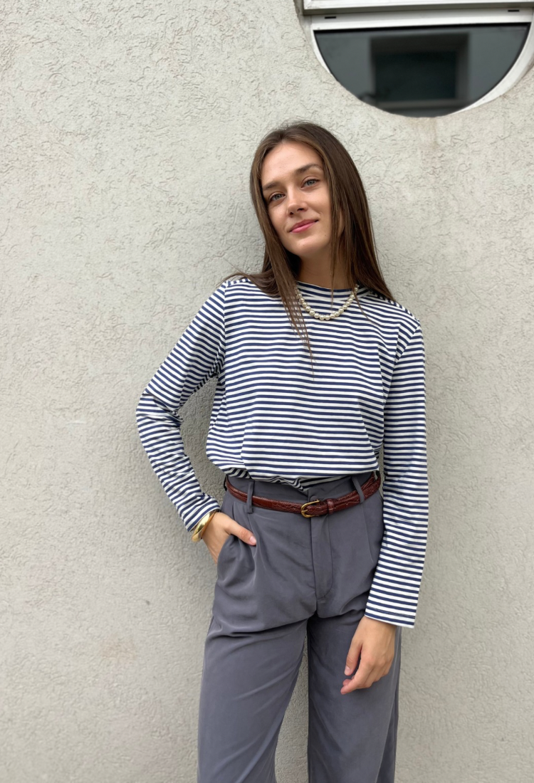 Billy white and blue stripes shirt