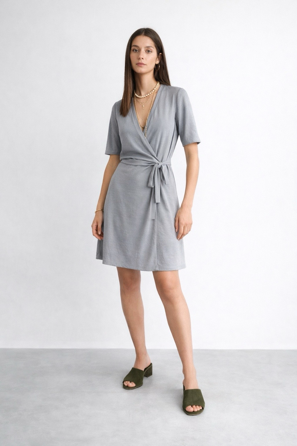 Noor gray wrap dress