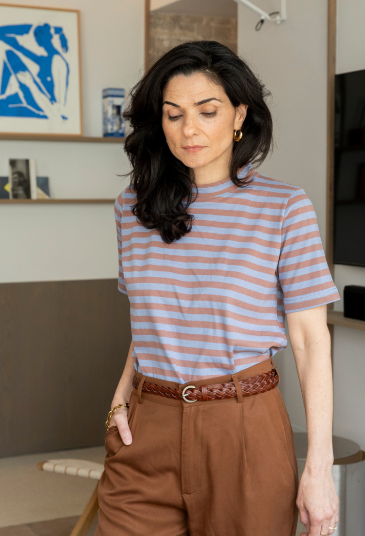 חולצת לורי פסים חום כחול