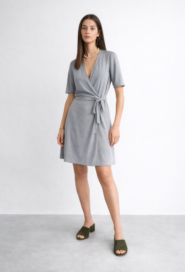 Noor gray wrap dress