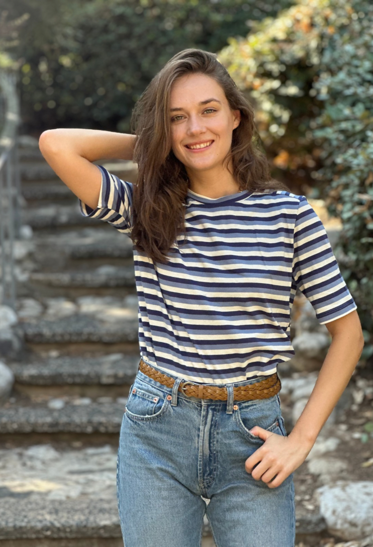 Billy white and blue stripes shirt