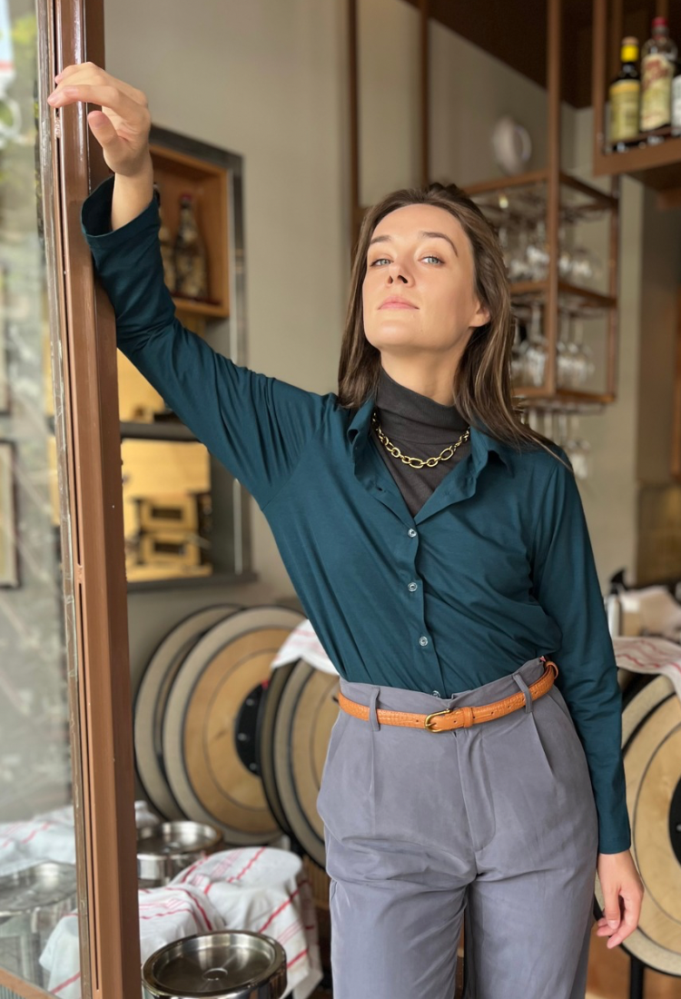 Lily turtleneck top in Dark gray