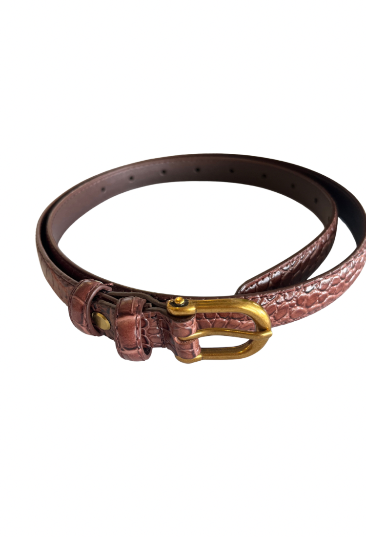 חגורת מילה- חגורת עור דקה מנומר חום