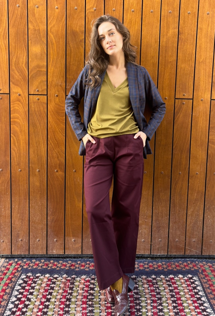 Ray brown cotton check with a hint of blue jacket