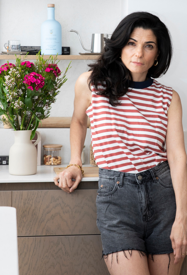 Lori white and red stripes sleeveless shirt
