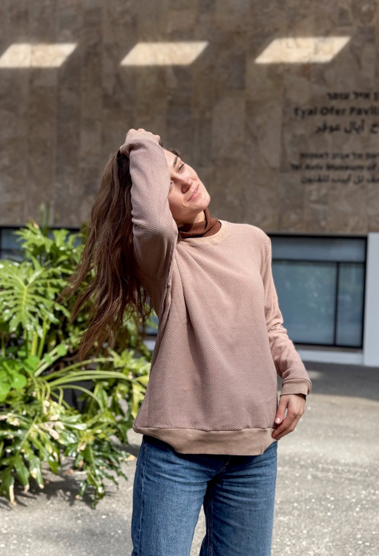 Ori light brown waffle sweatshirt