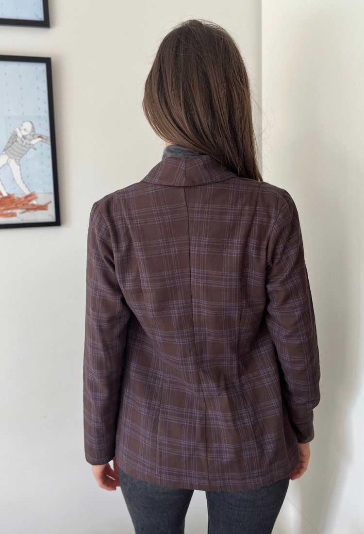 Ray brown cotton check with a hint of purple jacket