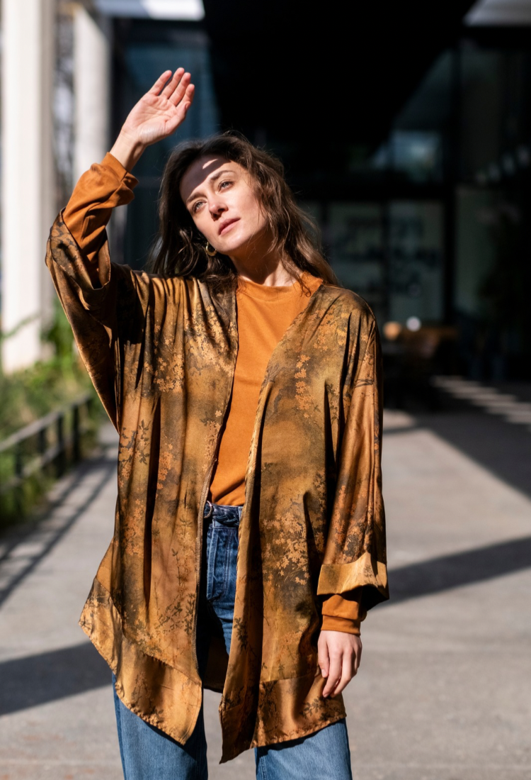 Tom kimono floral brown print