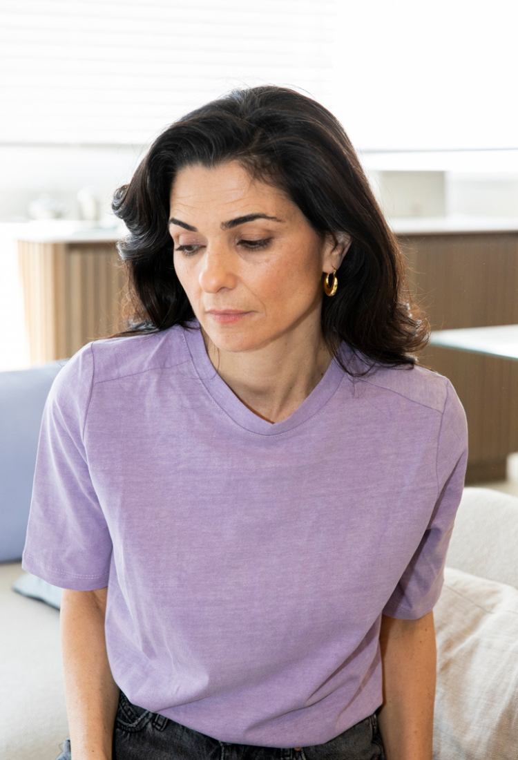 חולצת בילי שרוול קצר  סגול ווש