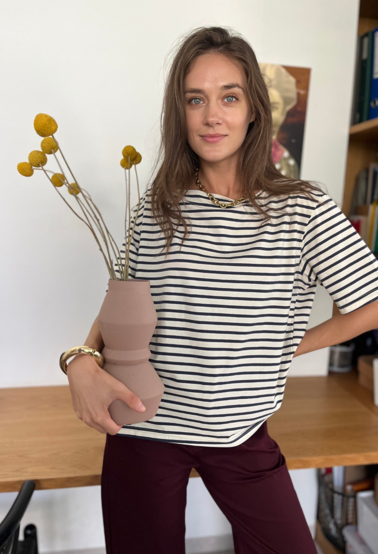 La Marinière cream and blue stripes shirt