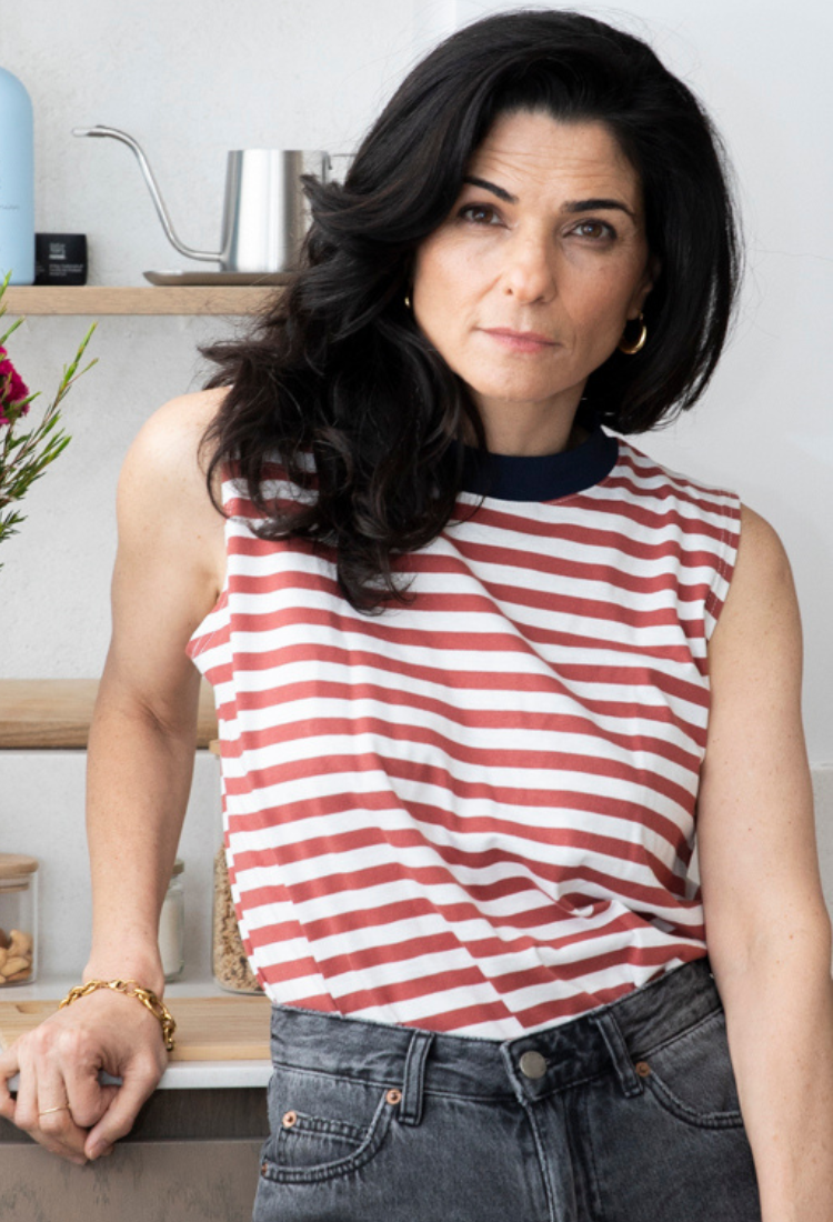 Lori white and red stripes sleeveless shirt