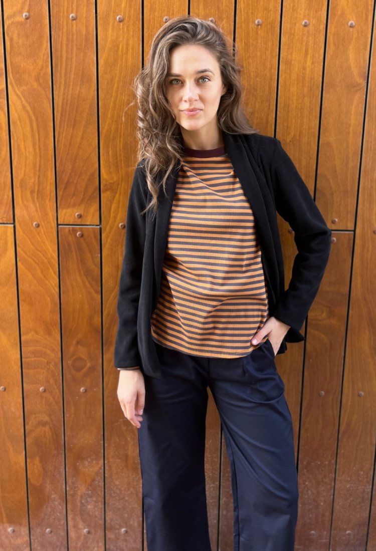 Orange and gray stripes cotton lou shirt