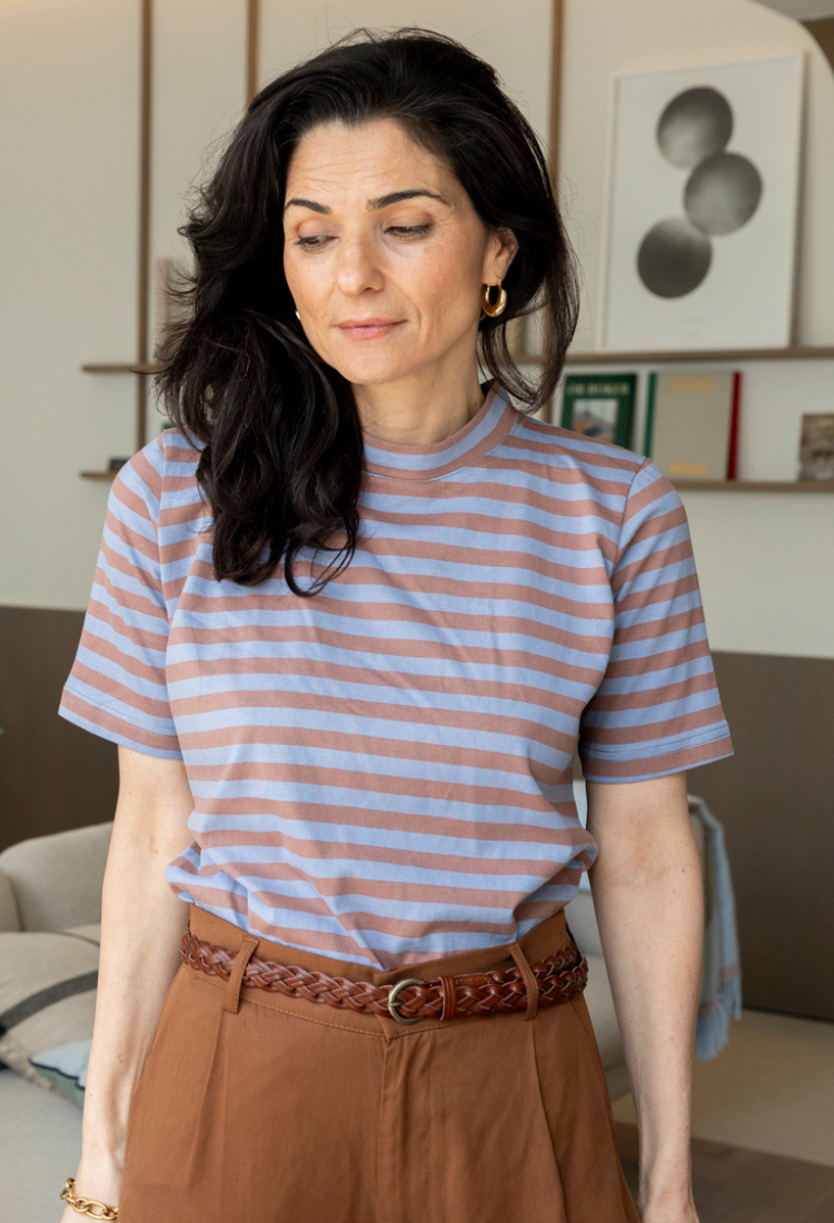 חולצת לורי פסים חום כחול