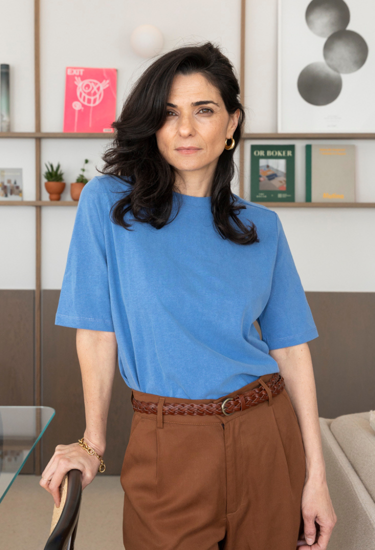 חולצת בילי שרוול קצר כחול ווש