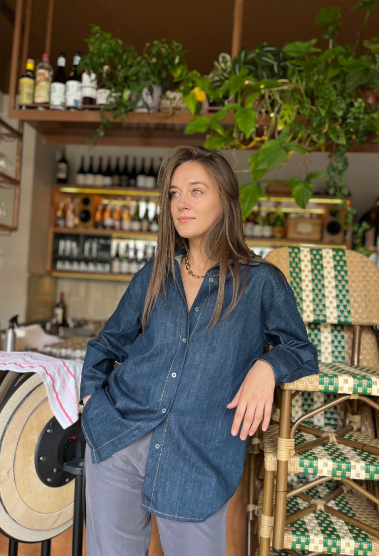 חולצת אורי ג׳ינס כחול כהה