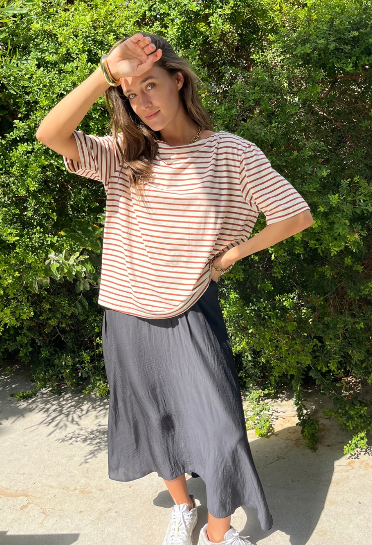 La Marinière cream and red stripes shirt