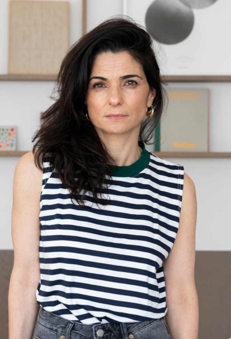 Lori white and blue stripes sleeveless shirt