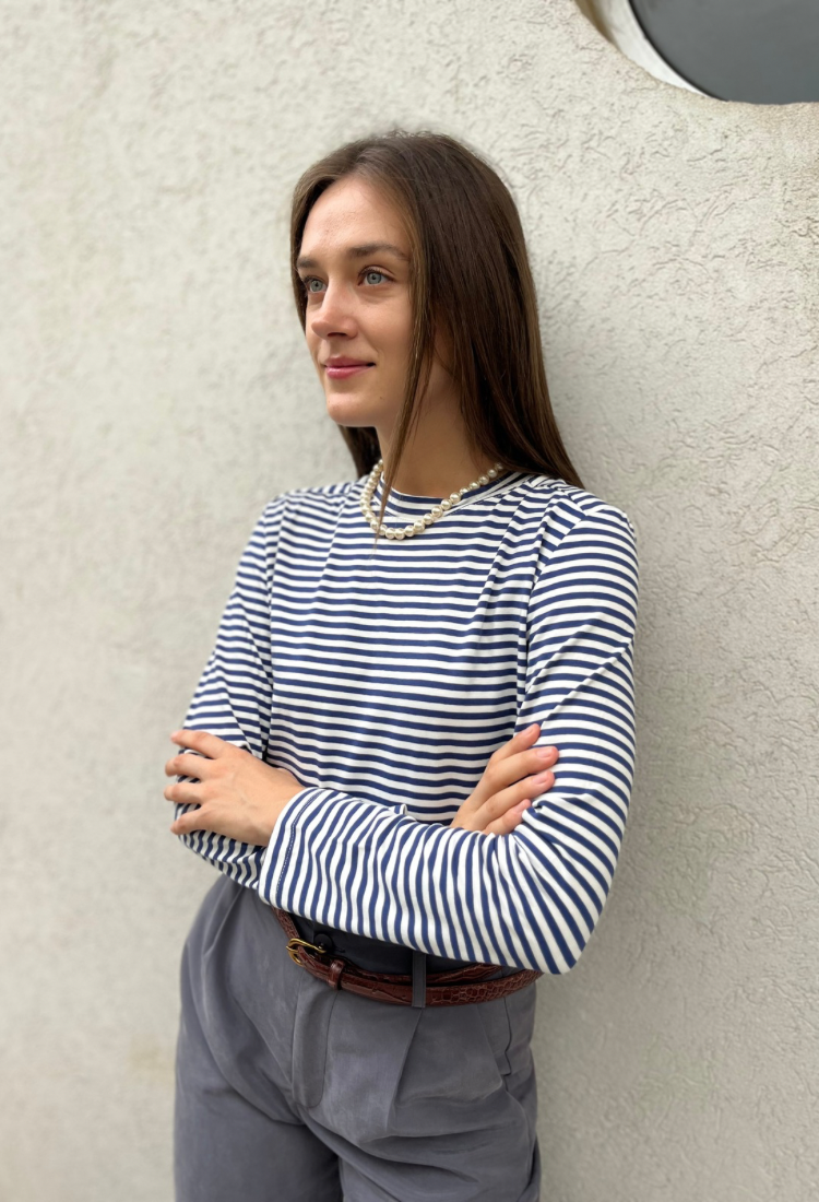 Billy white and blue stripes shirt