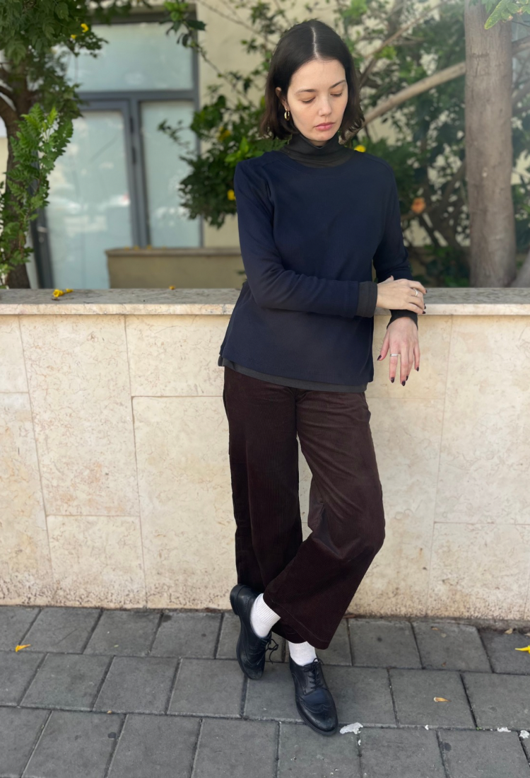 Dark chocolate Yuzi light corduroy pants