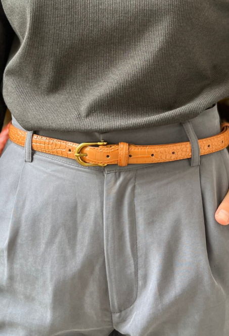 Mila leopard camel belt