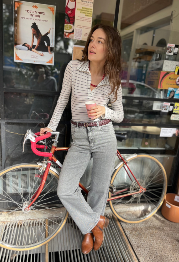 Alex white and blue stripes polo shirt