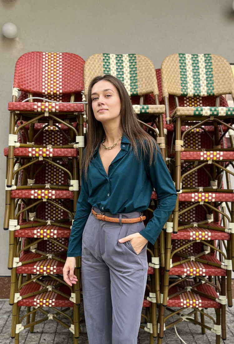 Adi patrol blue button down shirt