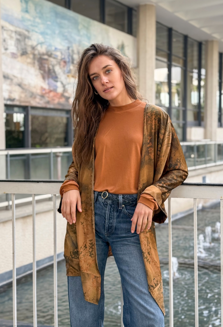 Tom kimono floral brown print