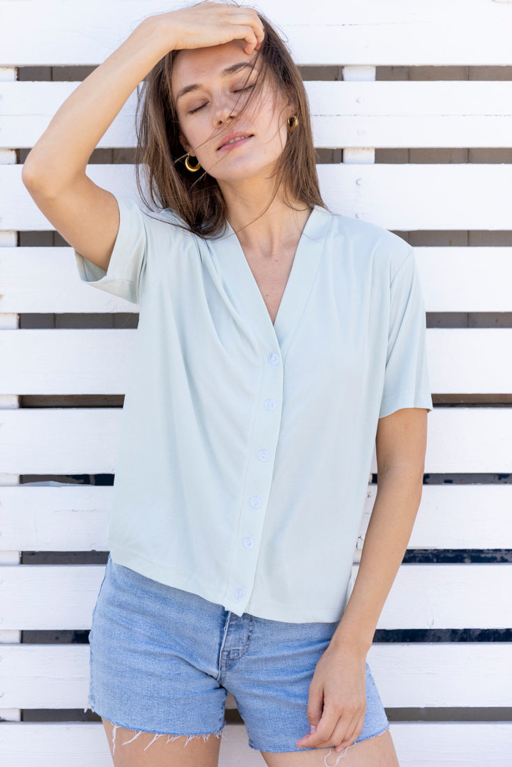 Alma green pastel button down shirt