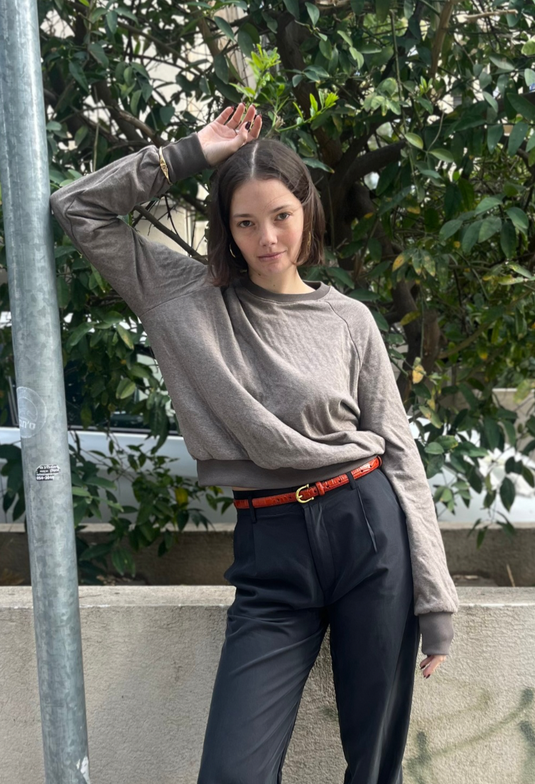 סווטשרט רוז אפור מלאנז