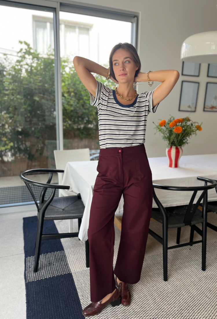 Ayelet white and blue stripes rib shirt