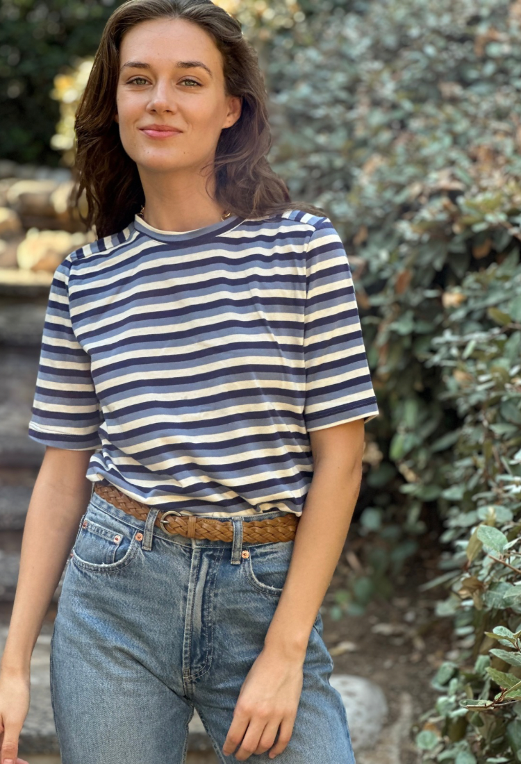 Billy white and blue stripes shirt