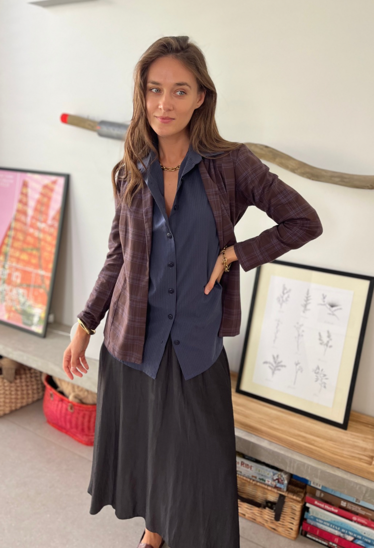 Neil blue stripes button down shirt