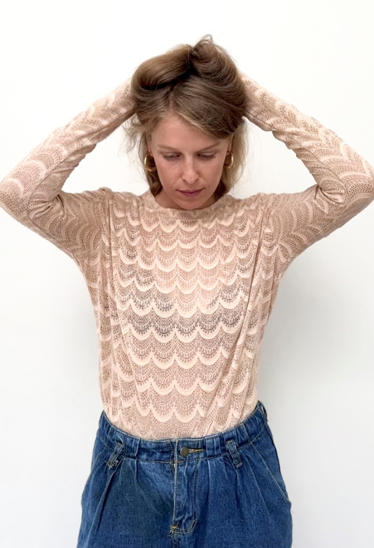 Nude lace cotton lou shirt