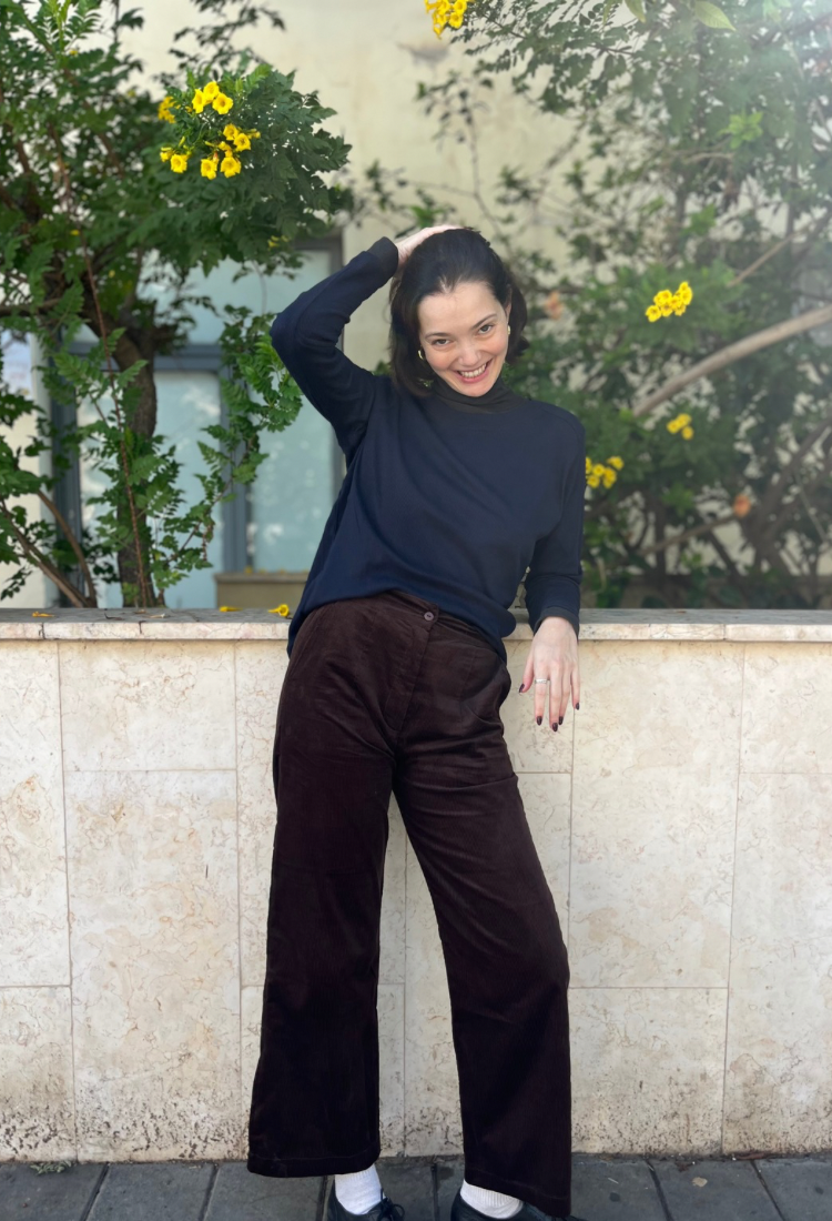 מכנסי יוזי קורדרוי חום שוקולד