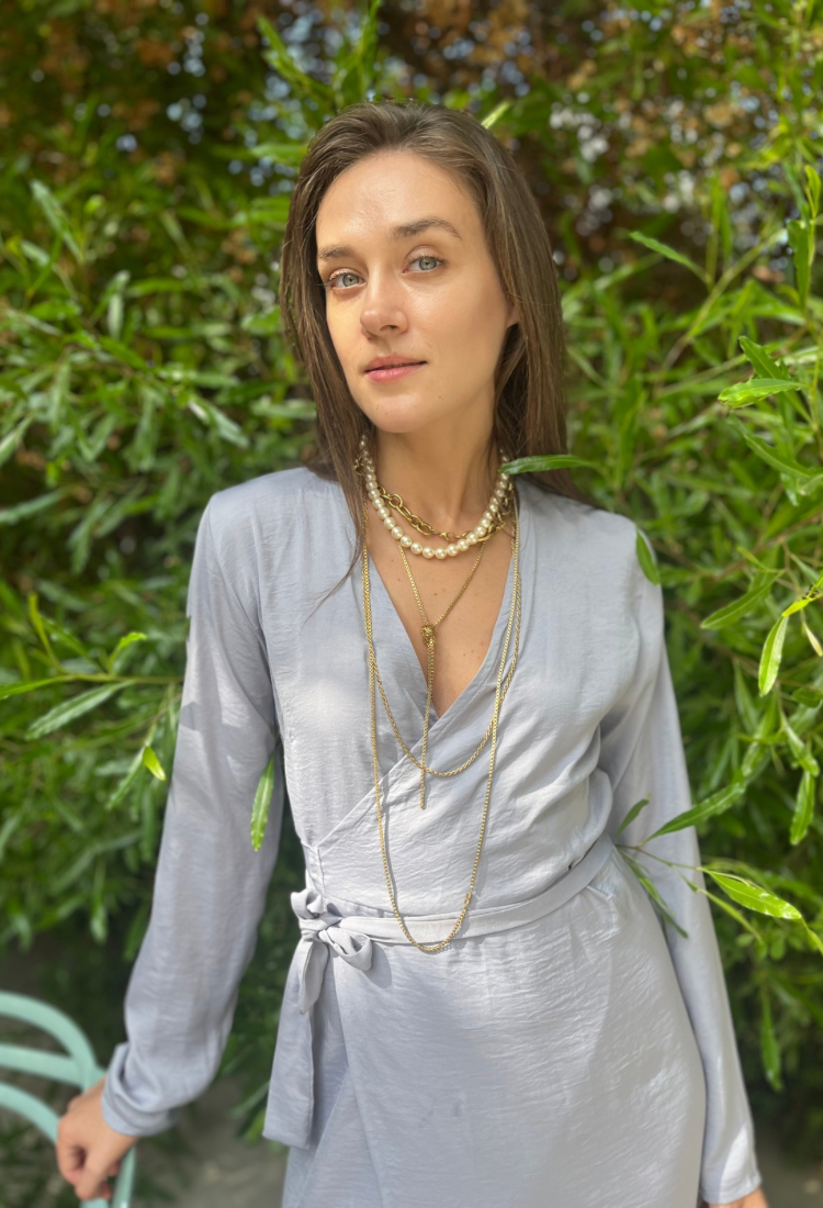 Ann gray maxi wrap dress