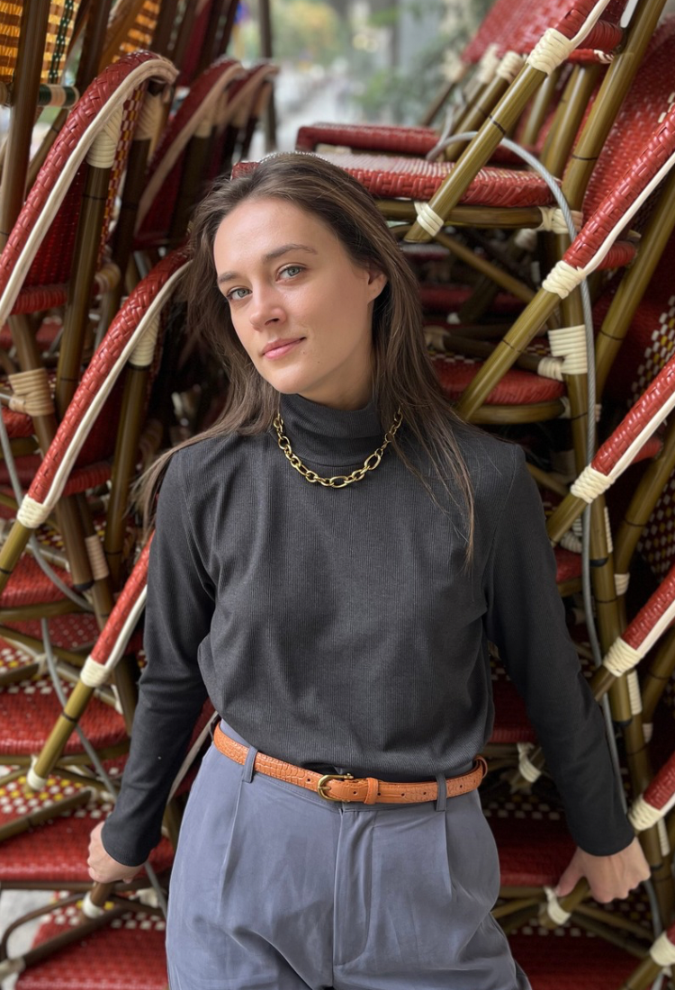 Lily turtleneck top in Dark gray