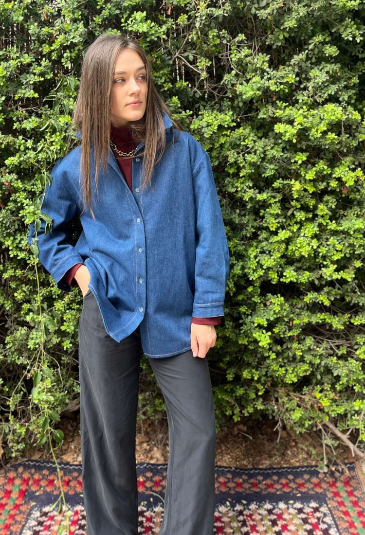 Ori blue denim button down shirt/jacket