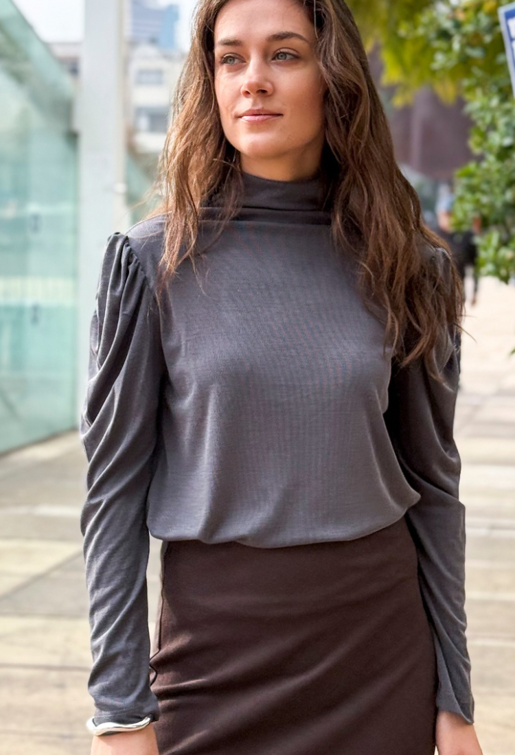 Paris dark gray rib Turtleneck Shirt