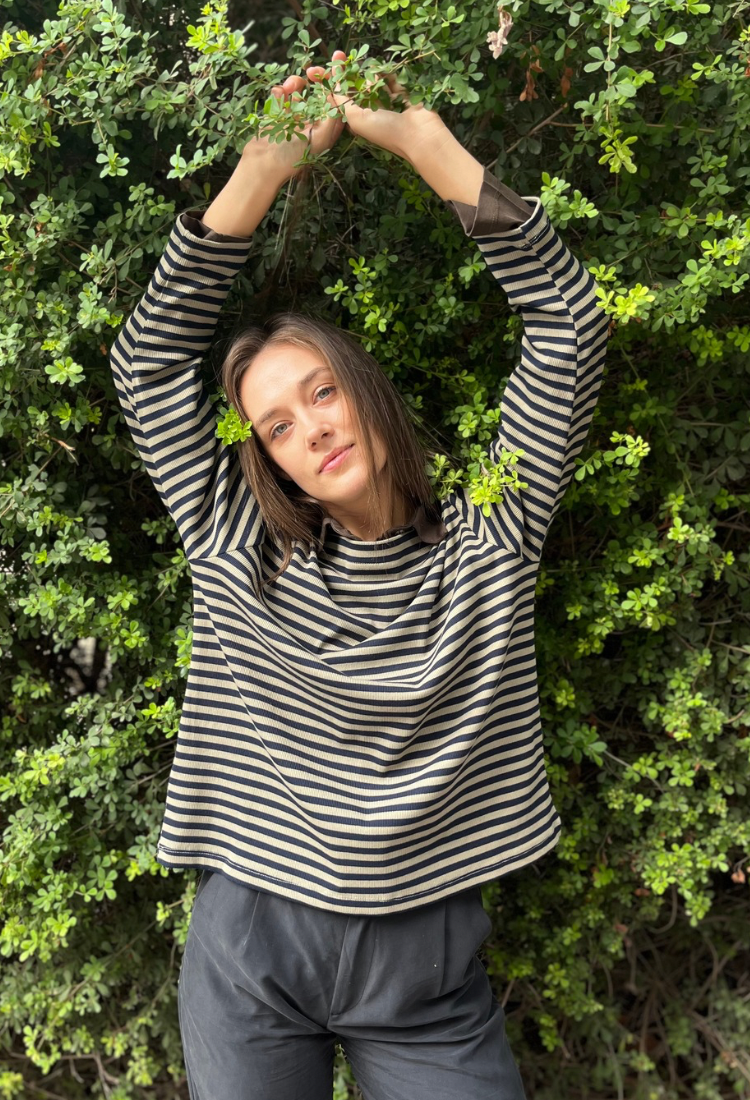 La Marinière green and black stripes shirt