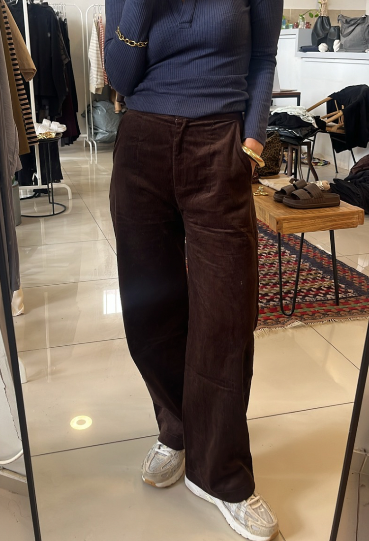 Dark chocolate Yuzi light corduroy pants