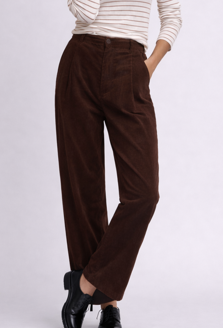 Dark chocolate Yuzi light corduroy pants