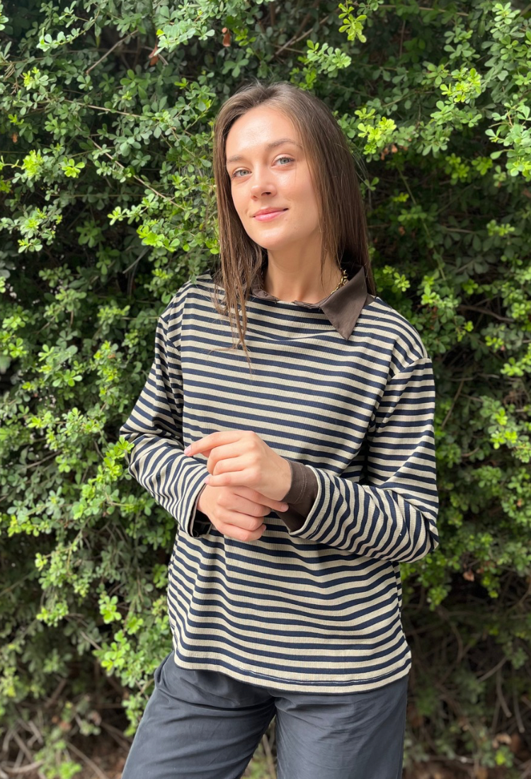 La Marinière green and black stripes shirt