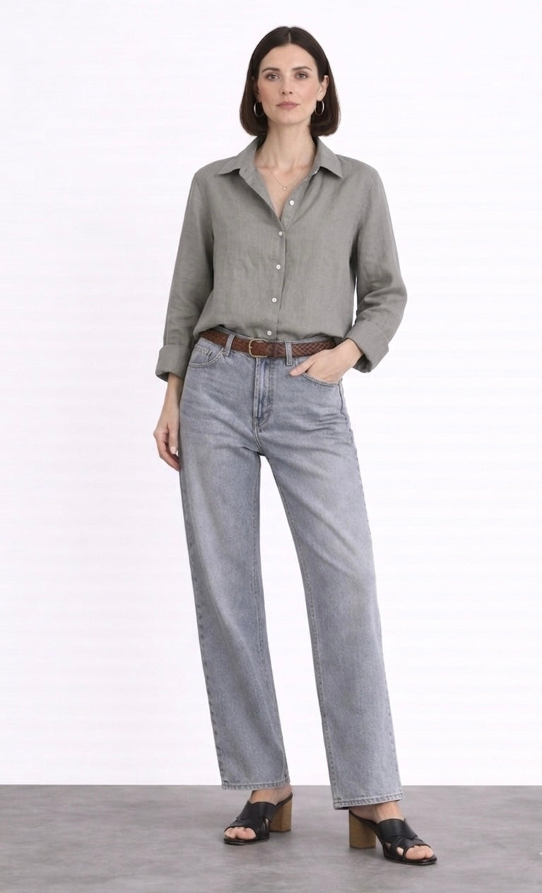 Neil wash gray button down shirt